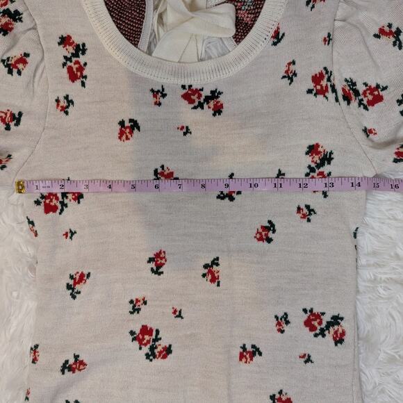 Naya Rea Cottagecore Floral Backless Sweater White Red Green Small - Picture 8 of 14